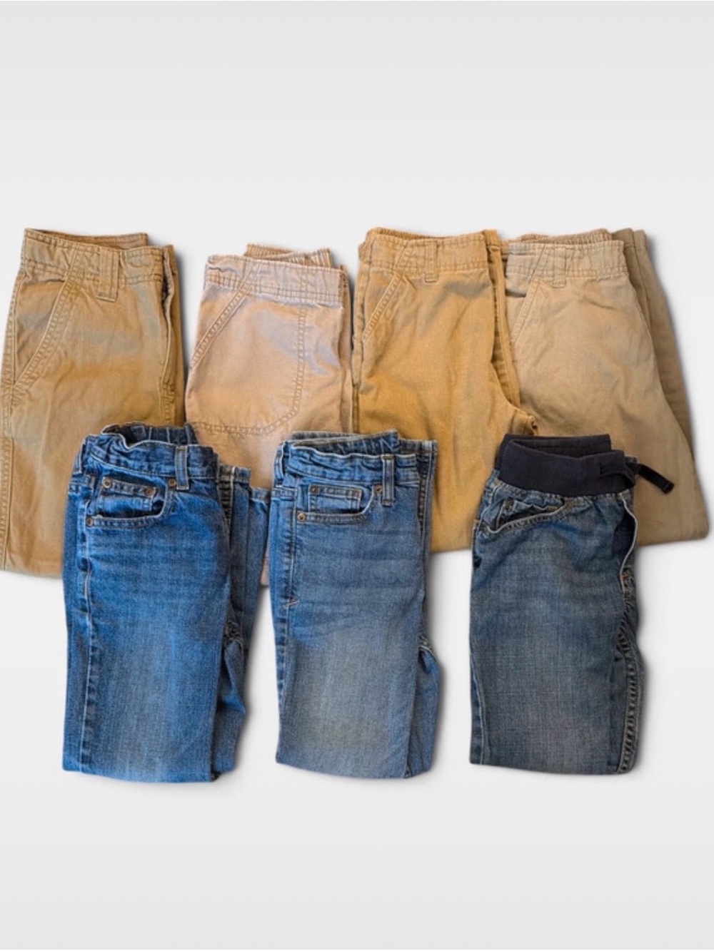 Kids Khaki & Blue Pants Pack - Versatile Everyday Bottoms, size 7 (Youth)